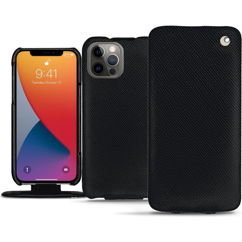 Noreve Lederschutzhülle vertikal (Apple iPhone 13 Pro Max), Smartphone Hülle, Schwarz