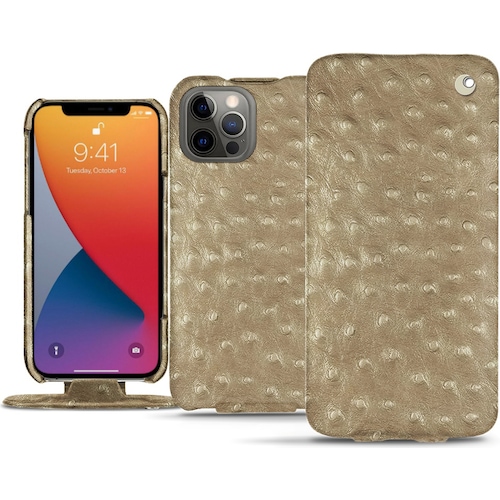 Noreve Lederschutzhülle vertikal (Apple iPhone 13 Pro), Smartphone Hülle, Beige