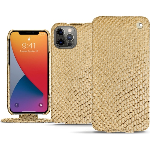 Noreve Lederschutzhülle vertikal (Apple iPhone 13 Pro), Smartphone Hülle, Beige