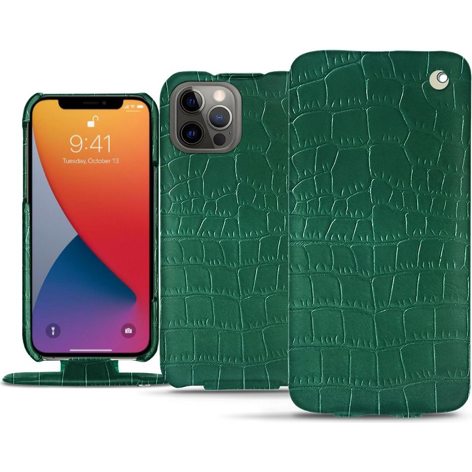 Noreve Lederschutzhülle vertikal (Apple iPhone 13 Pro), Smartphone Hülle, Grün