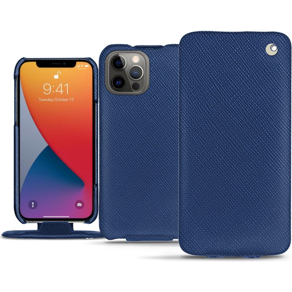 Noreve Lederschutzhülle vertikal (Apple iPhone 13 Pro), Smartphone Hülle, Blau
