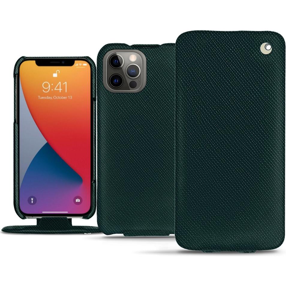 Noreve Lederschutzhülle vertikal (Apple iPhone 13 Pro), Smartphone Hülle, Grün