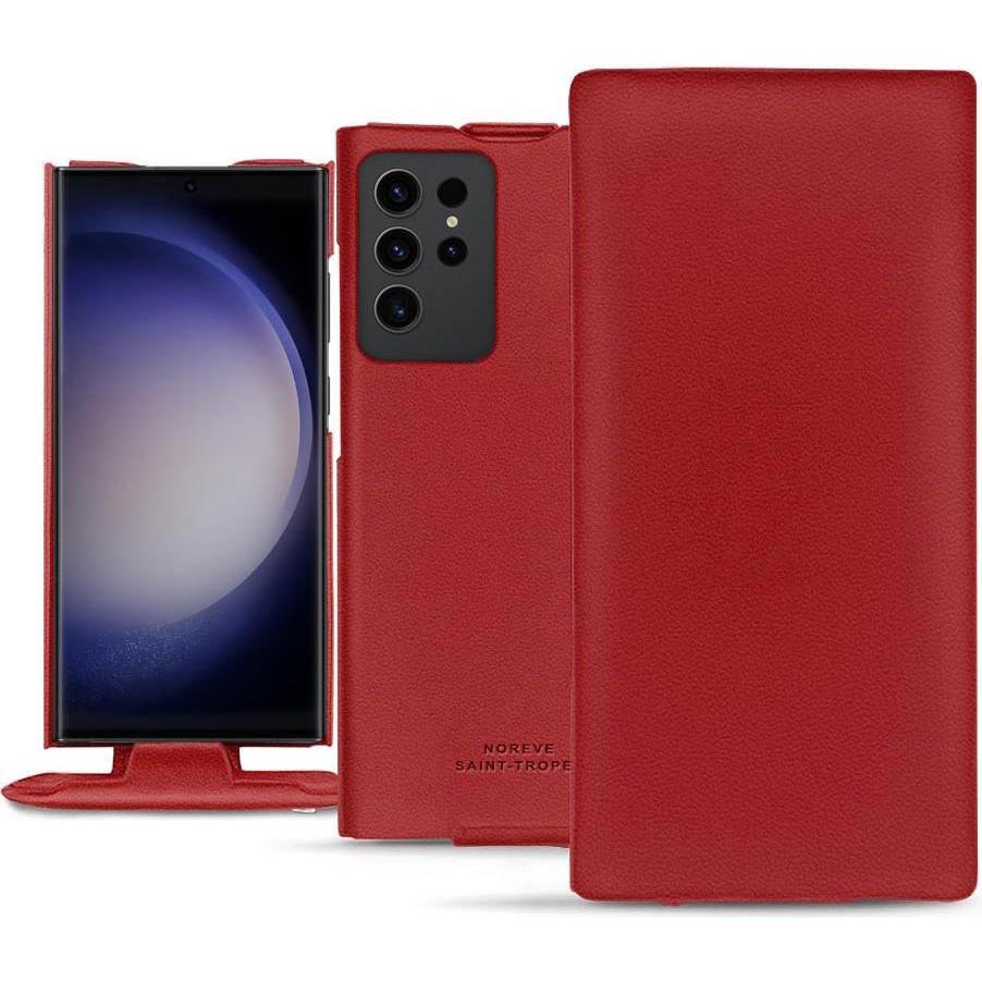 Noreve Lederschutzhülle vertikal (Samsung Galaxy S23 Ultra), Smartphone Hülle, Rot