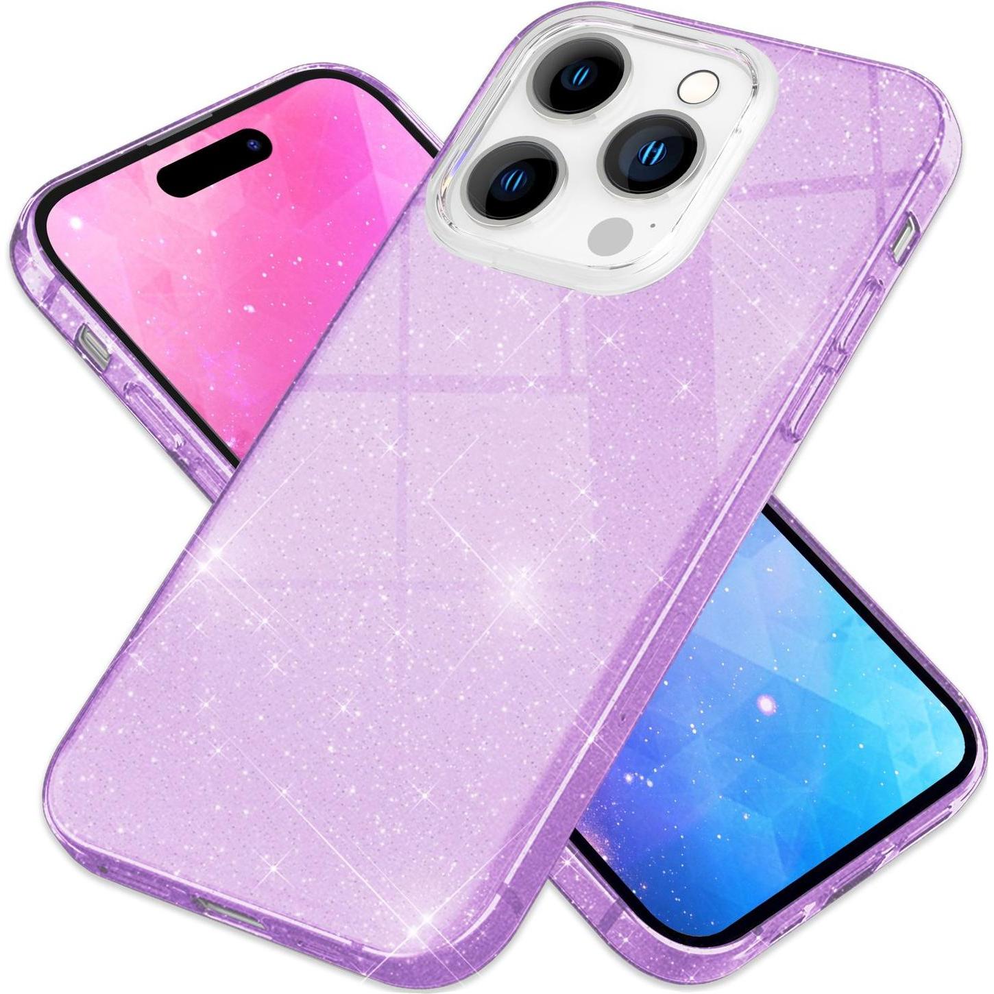 Nalia Glitzer Hülle (Apple iPhone 14 Pro), Smartphone Hülle, Violett