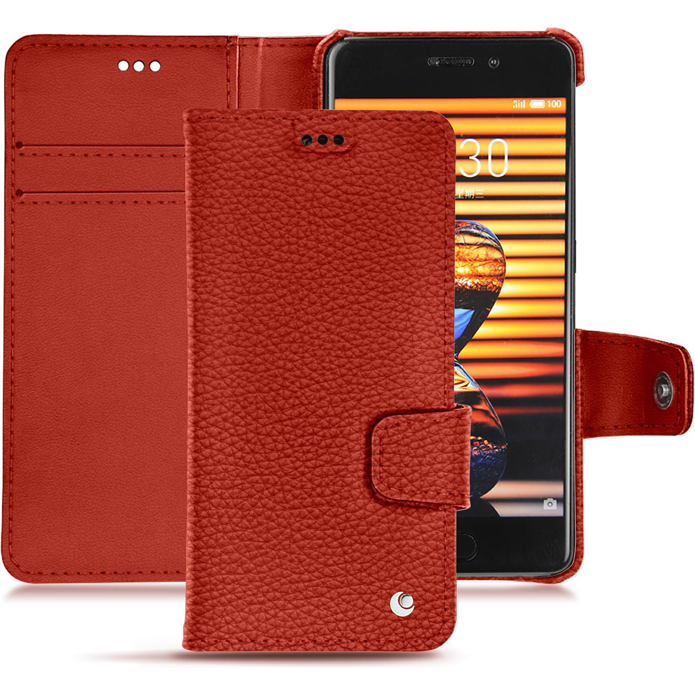 Noreve Lederschutzhülle Wallet (Meizu Pro 7 Plus), Smartphone Hülle, Orange