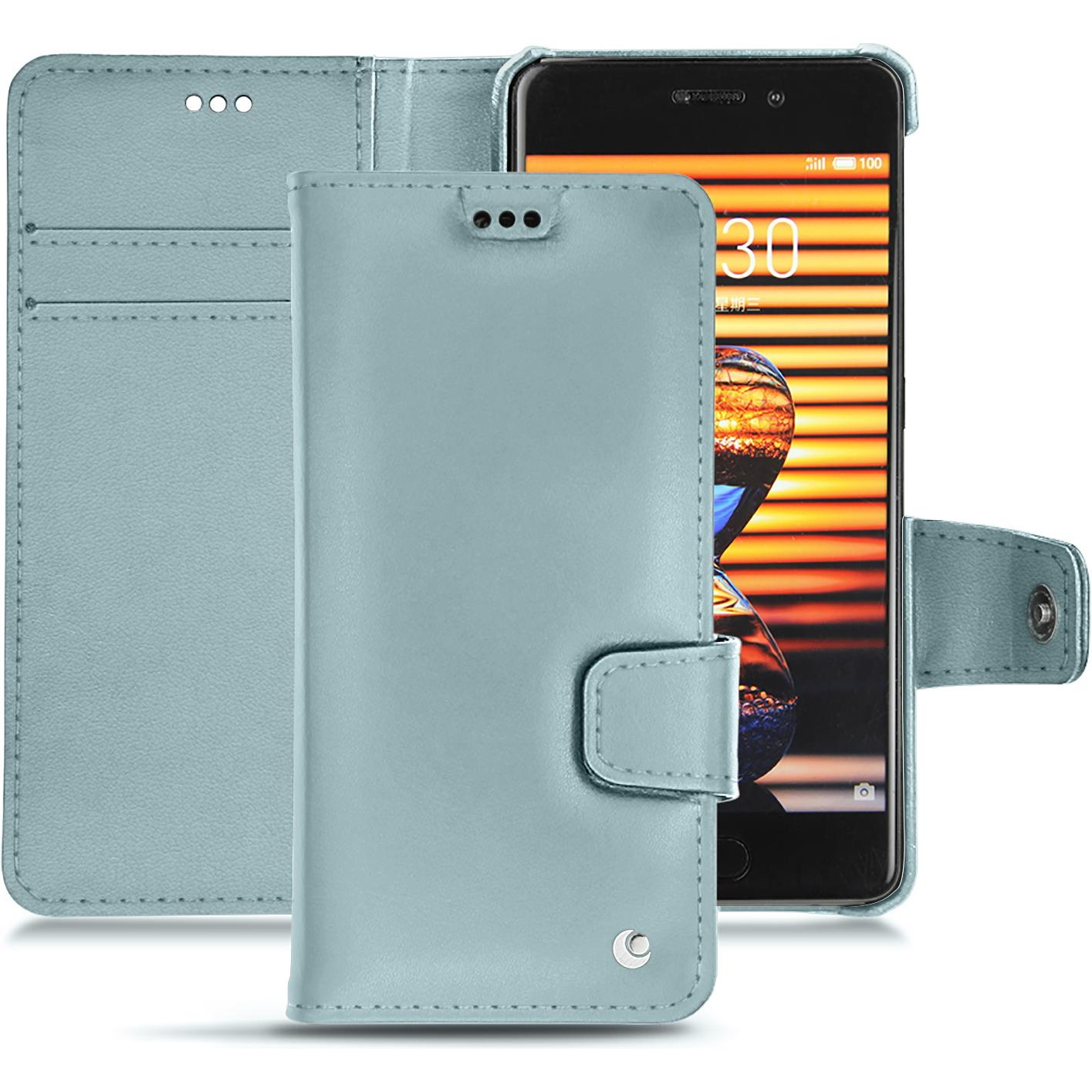 Noreve Lederschutzhülle Wallet (Meizu Pro 7 Plus), Smartphone Hülle, Blau