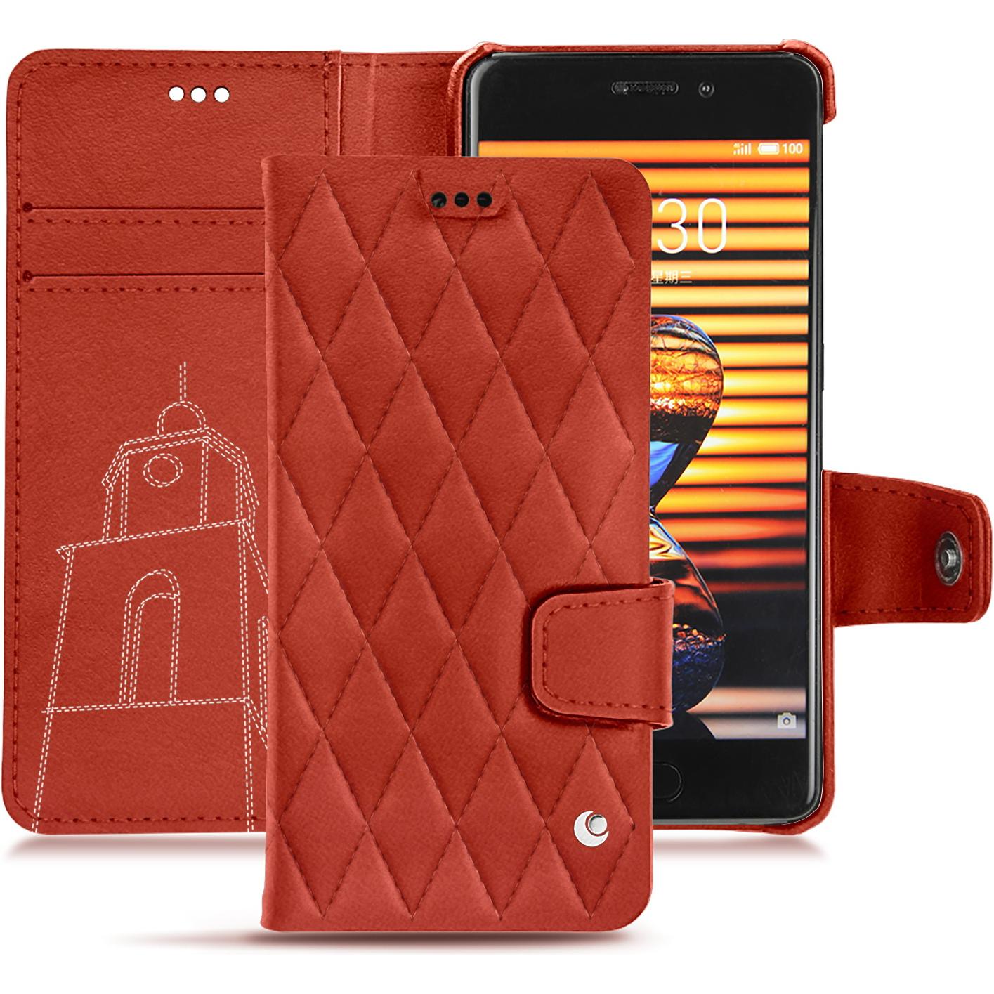 Noreve Lederschutzhülle Wallet (Meizu Pro 7 Plus), Smartphone Hülle, Orange