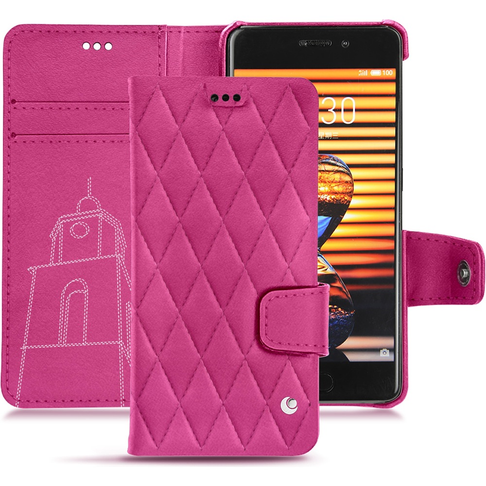 Noreve Lederschutzhülle Wallet (Meizu Pro 7 Plus), Smartphone Hülle, Rosa