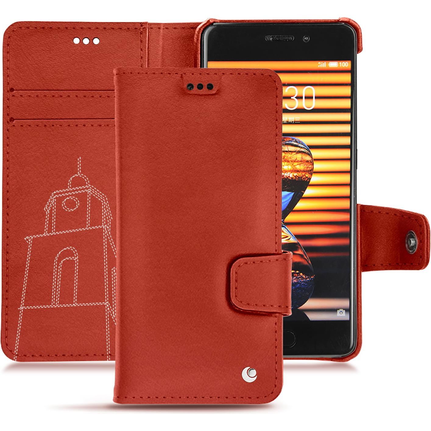Noreve Lederschutzhülle Wallet (Meizu Pro 7 Plus), Smartphone Hülle, Orange