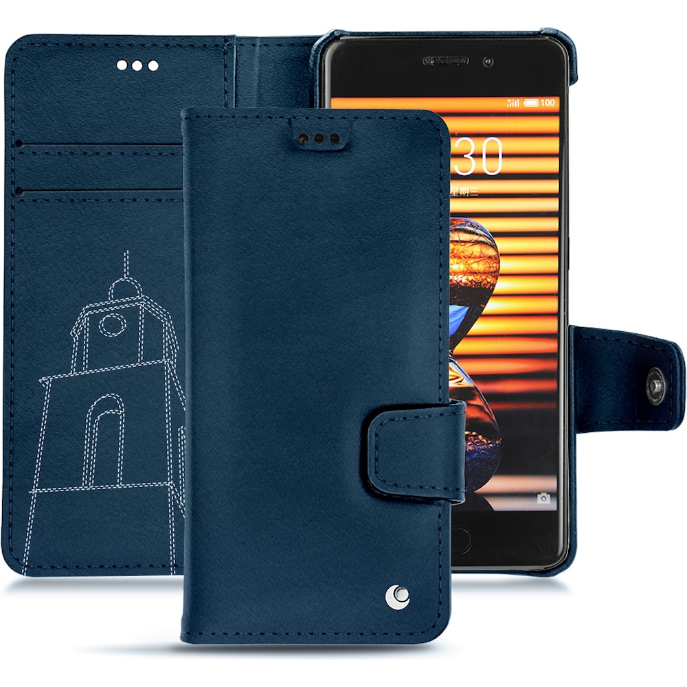 Noreve Lederschutzhülle Wallet (Meizu Pro 7 Plus), Smartphone Hülle, Blau