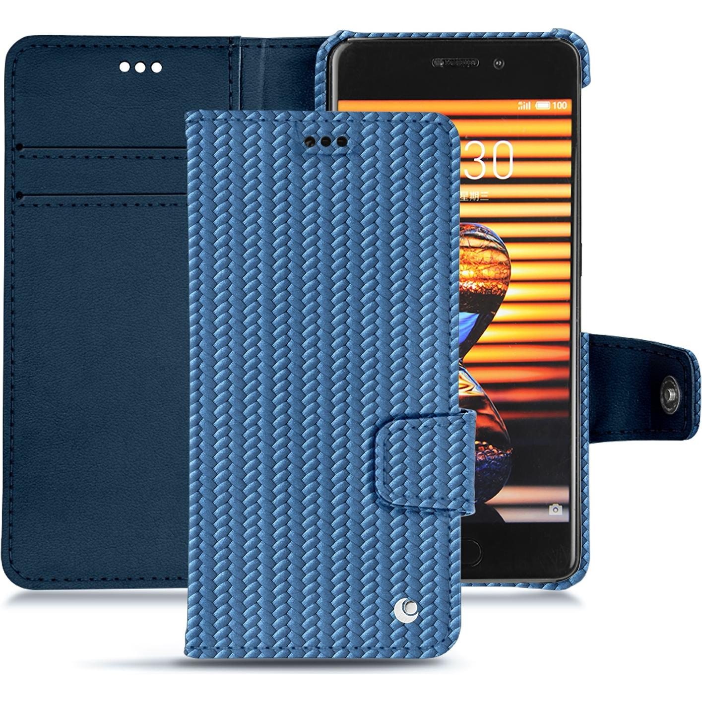 Noreve Lederschutzhülle Wallet (Meizu Pro 7 Plus), Smartphone Hülle, Blau