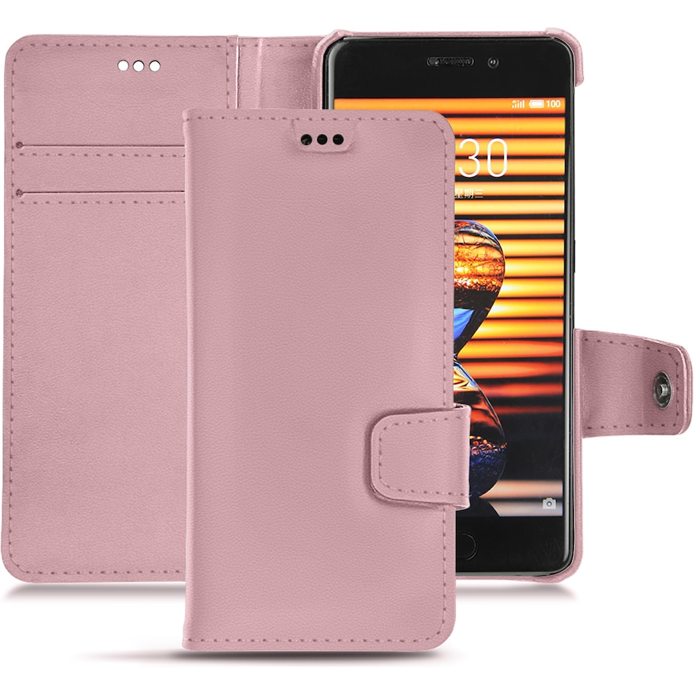 Noreve Lederschutzhülle Wallet (Meizu Pro 7 Plus), Smartphone Hülle, Rosa