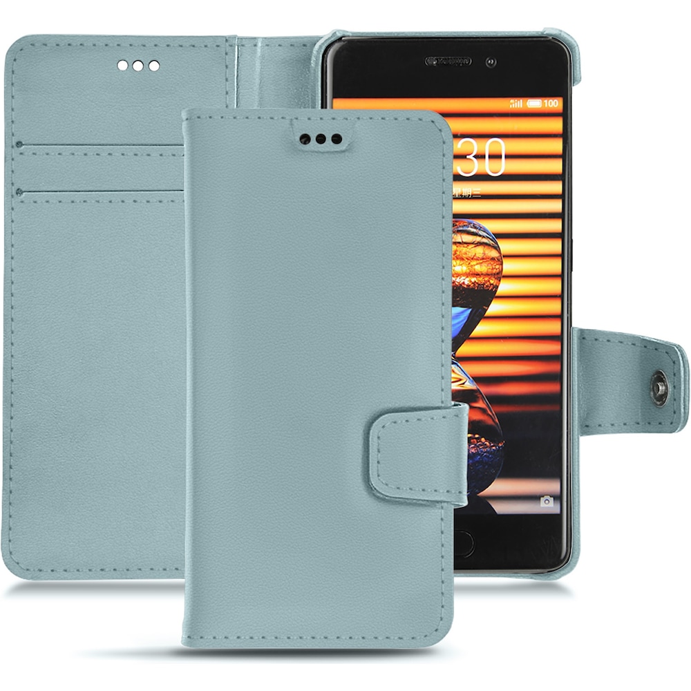 Noreve Lederschutzhülle Wallet (Meizu Pro 7 Plus), Smartphone Hülle, Blau