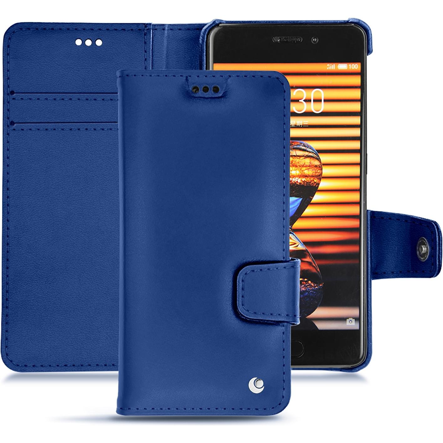 Noreve Lederschutzhülle Wallet (Meizu Pro 7), Smartphone Hülle, Blau