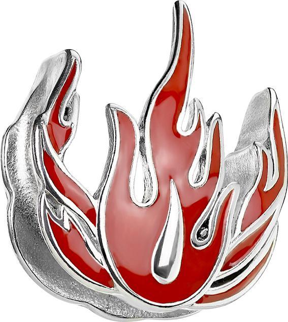 Produktbild Star Piercing Sattel silber rote Flammen (ohne Messing, Chirurgenstahl 316L)