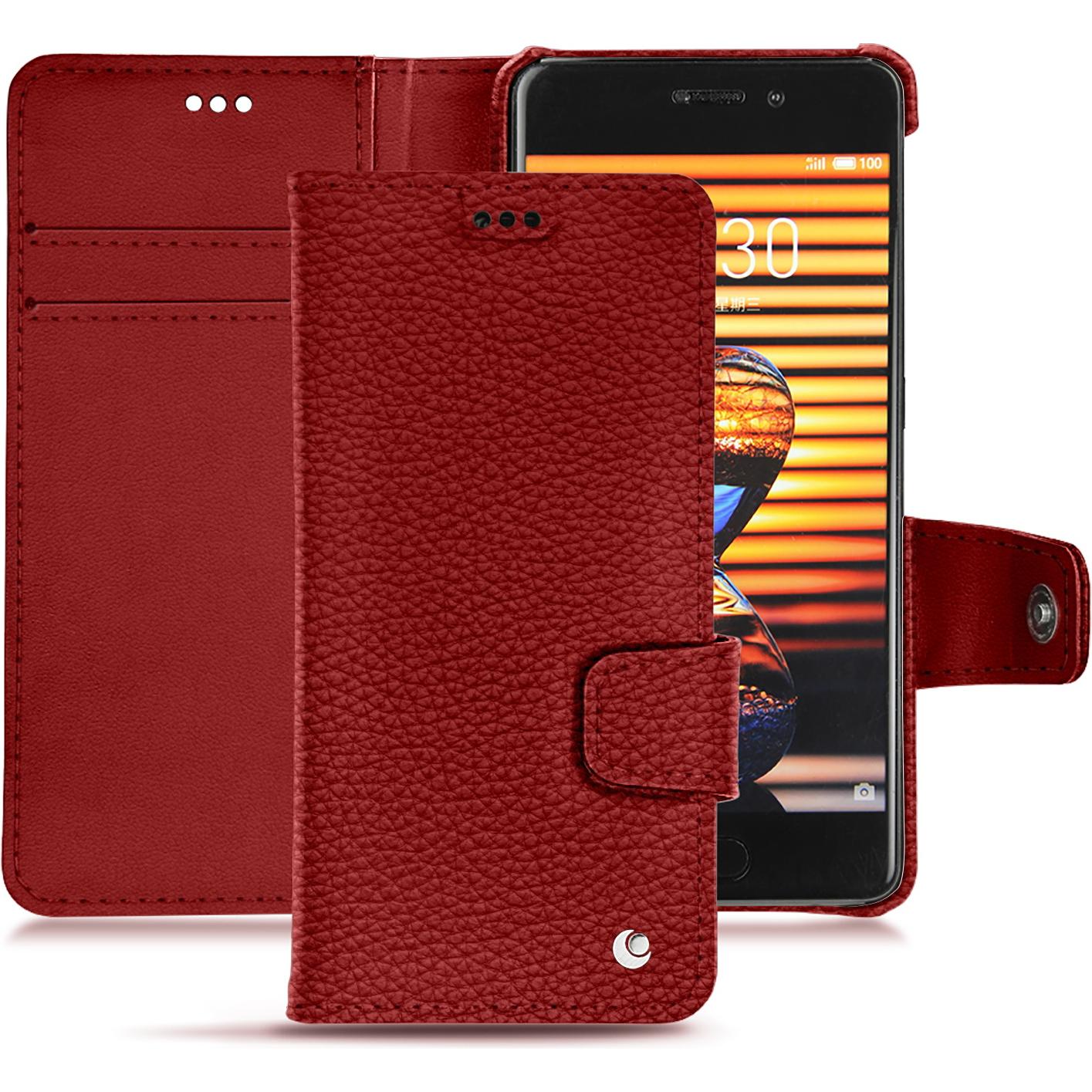 Noreve Lederschutzhülle Wallet (Meizu Pro 7), Smartphone Hülle, Rot