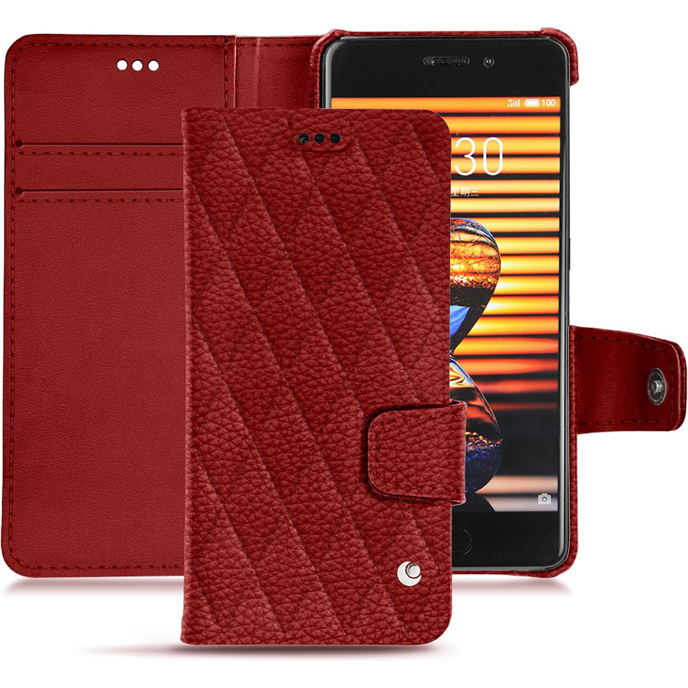 Noreve Lederschutzhülle Wallet (Meizu Pro 7), Smartphone Hülle, Rot