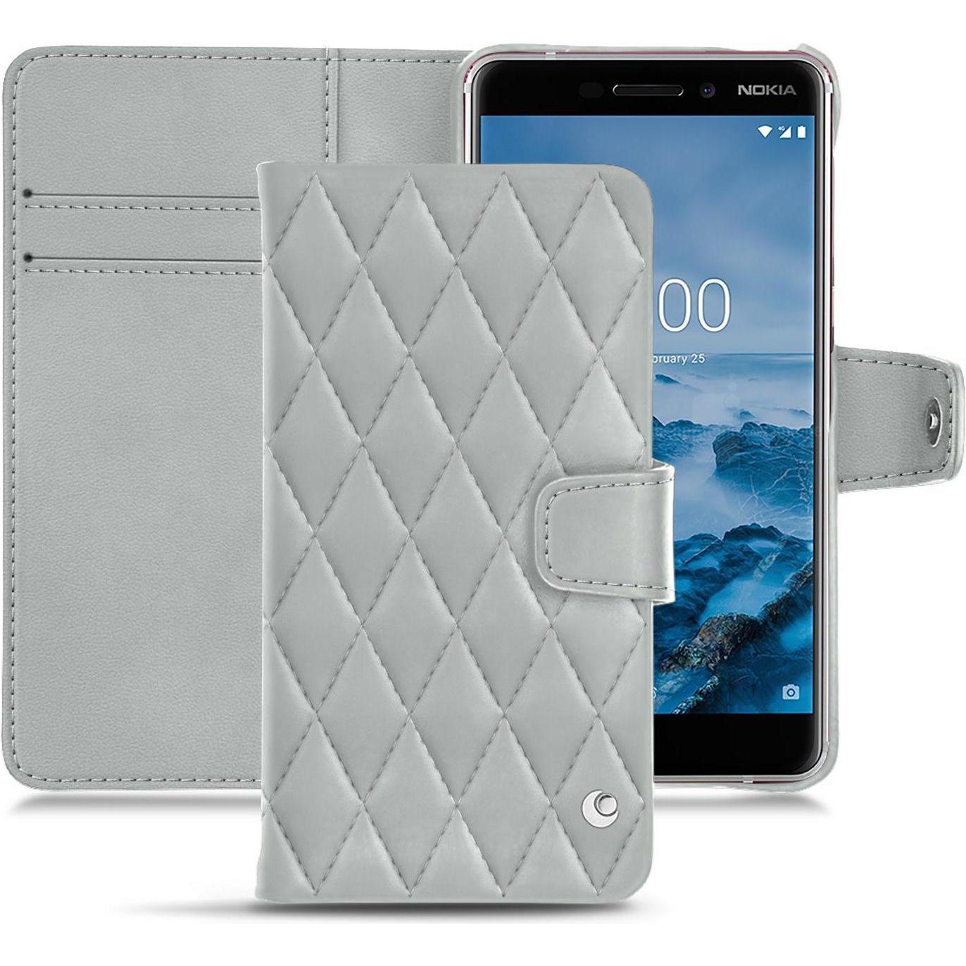 Noreve Lederschutzhülle Wallet (Nokia 6 (2018)), Smartphone Hülle, Grau