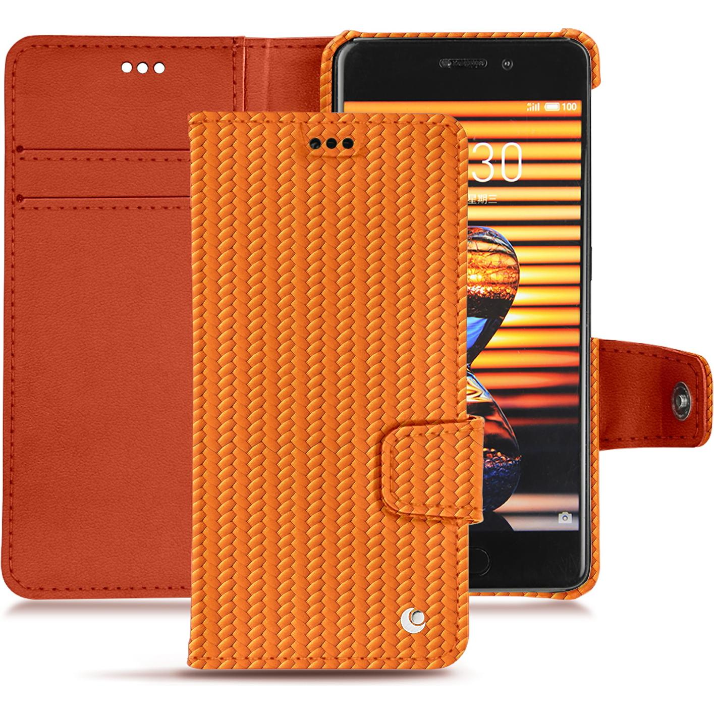 Noreve Lederschutzhülle Wallet (Meizu Pro 7), Smartphone Hülle, Orange