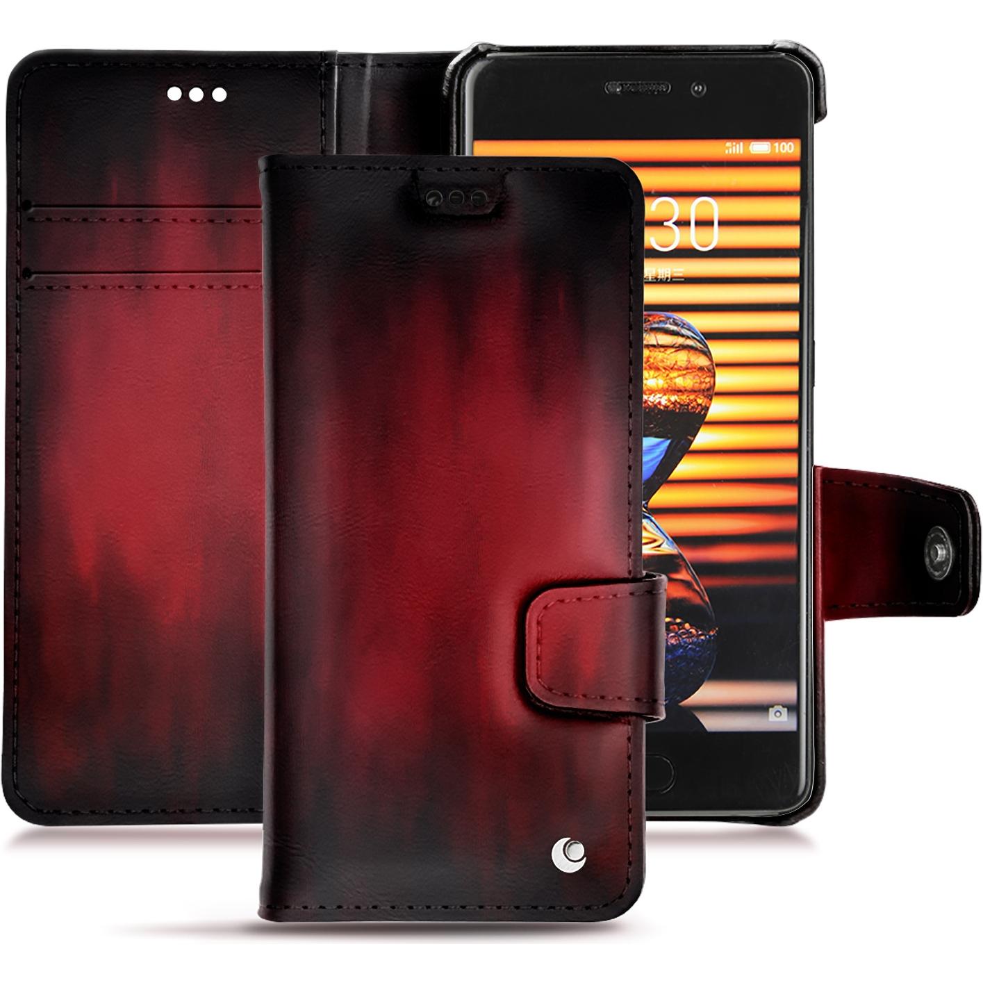 Noreve Lederschutzhülle Wallet (Meizu Pro 7), Smartphone Hülle, Rot