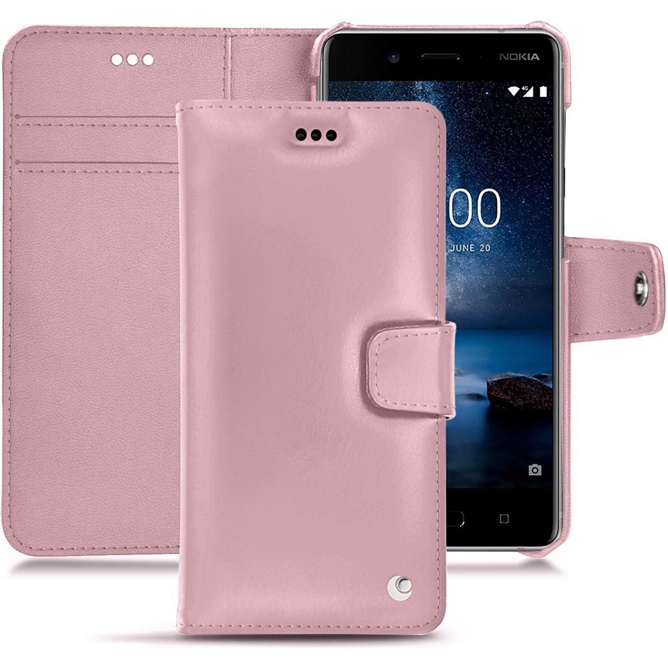 Noreve Lederschutzhülle Wallet (Nokia 8), Smartphone Hülle, Rosa
