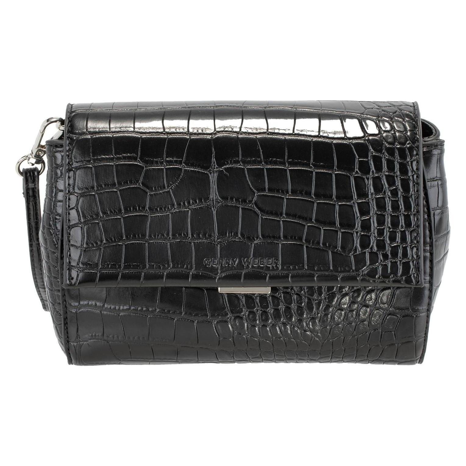Gerry Weber, Damen, Handtasche, Festive Croco Shoulderbag, Schwarz