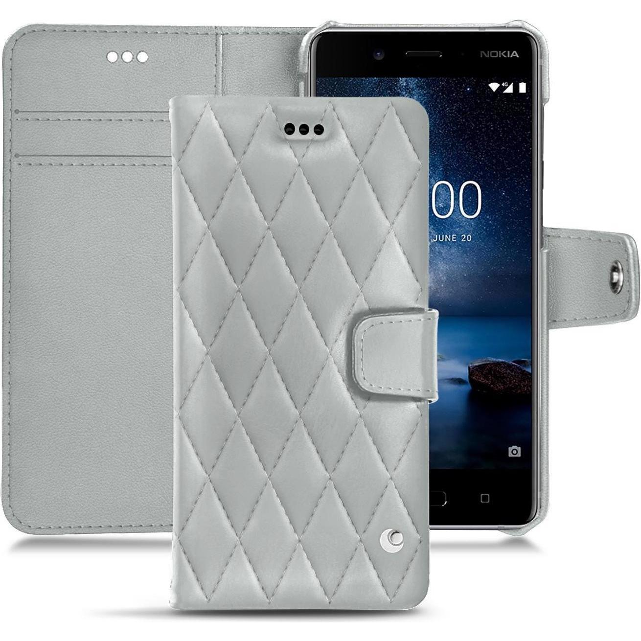 Thumbnail - Noreve Lederschutzhülle Wallet (Nokia 8), Smartphone Hülle, Grau