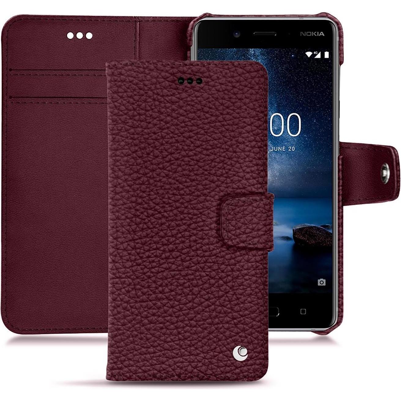 Noreve Lederschutzhülle Wallet (Nokia 8), Smartphone Hülle, Violett