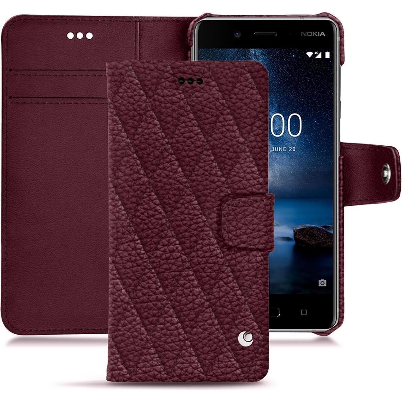 Noreve Lederschutzhülle Wallet (Nokia 8), Smartphone Hülle, Violett