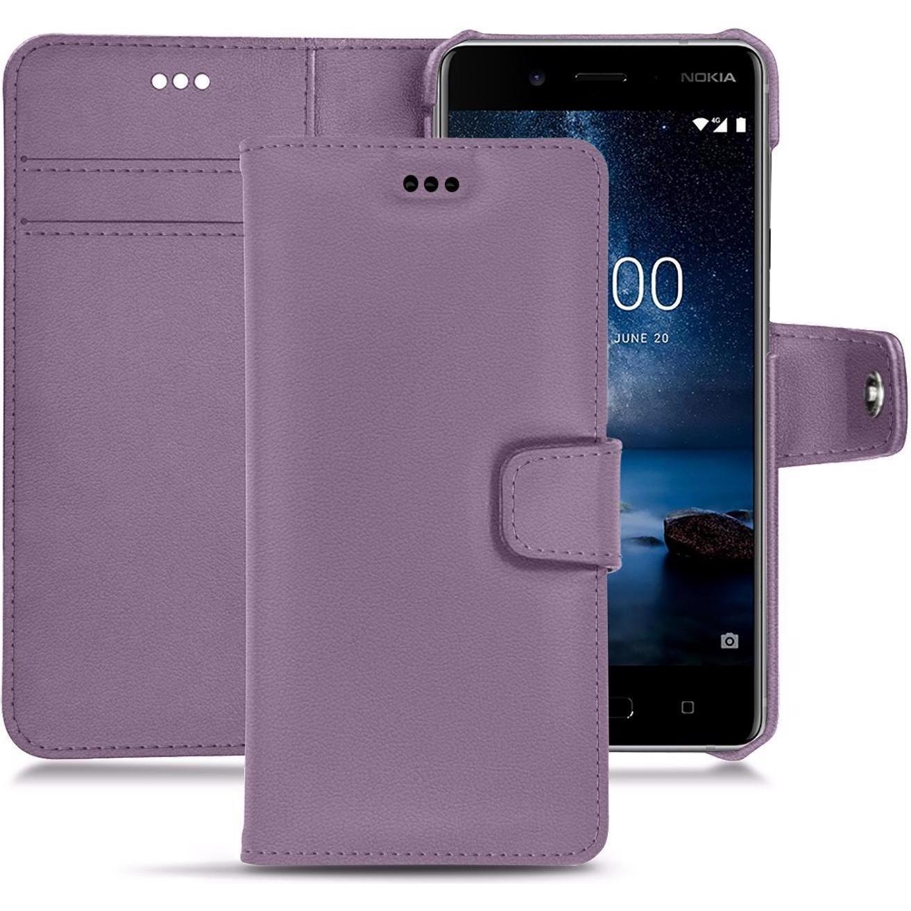 Noreve Lederschutzhülle Wallet (Nokia 8), Smartphone Hülle, Violett