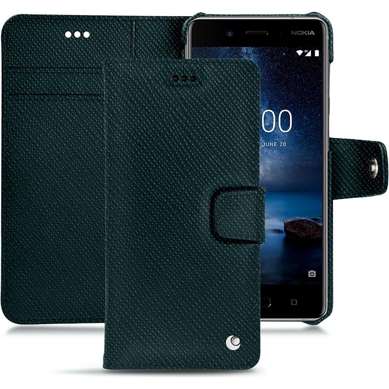 Noreve Lederschutzhülle Wallet (Nokia 8), Smartphone Hülle, Grün