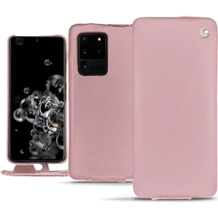 Noreve Lederschutzhülle vertikal (Samsung Galaxy S20 Ultra 5G), Smartphone Hülle, Rosa
