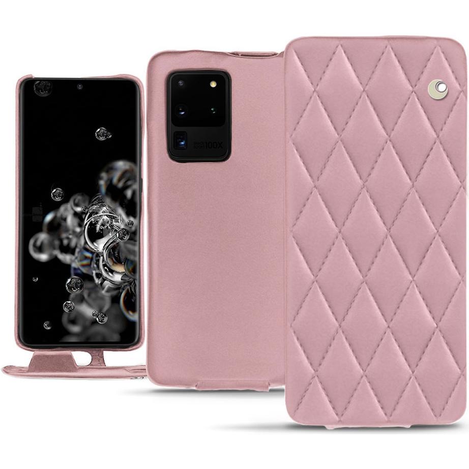 Noreve Lederschutzhülle vertikal (Samsung Galaxy S20 Ultra 5G), Smartphone Hülle, Rosa