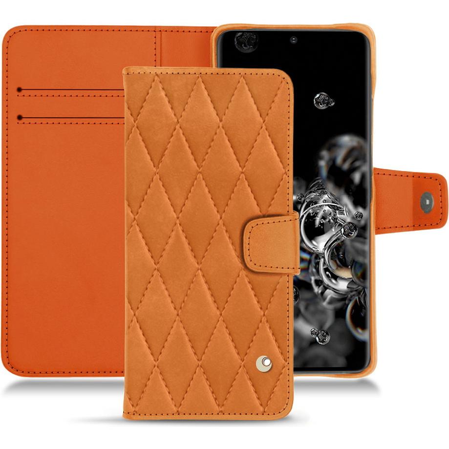 Noreve Lederschutzhülle Wallet (Samsung Galaxy S20 Ultra 5G), Smartphone Hülle, Orange