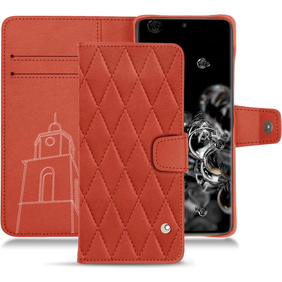 Noreve Lederschutzhülle Wallet (Samsung Galaxy S20 Ultra 5G), Smartphone Hülle, Orange