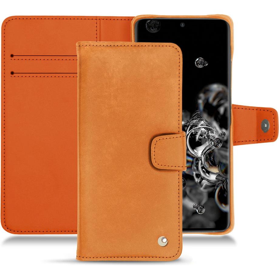 Noreve Lederschutzhülle Wallet (Samsung Galaxy S20 Ultra 5G), Smartphone Hülle, Orange