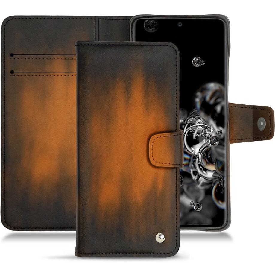 Noreve Lederschutzhülle Wallet (Samsung Galaxy S20 Ultra 5G), Smartphone Hülle, Braun