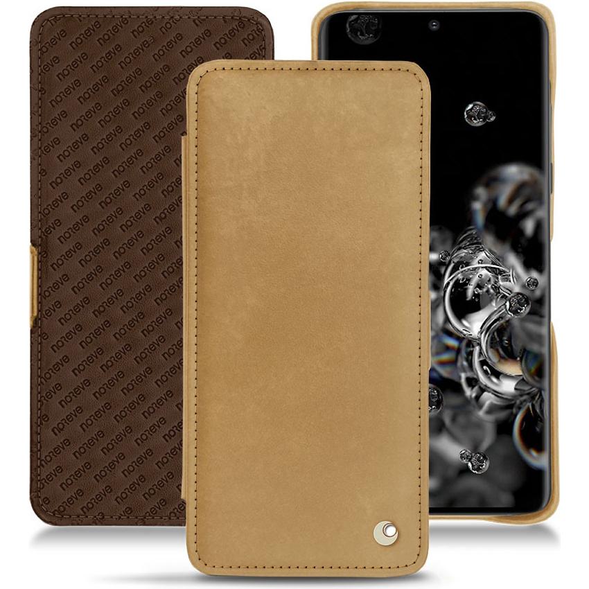 Noreve Lederschutzhülle horizontal (Samsung Galaxy S20 Ultra 5G), Smartphone Hülle, Braun