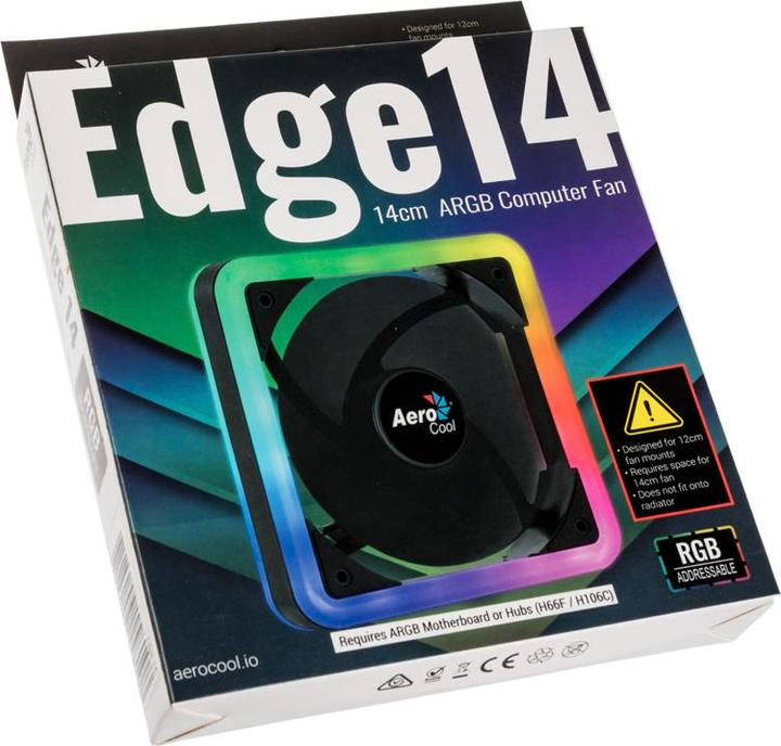 Actual product image AeroCool Edge 14 LED fan, RGB (140 mm, 1 x)