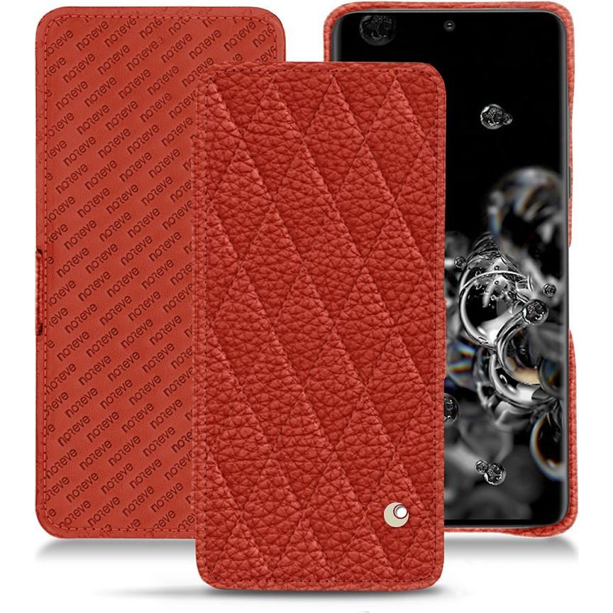 Noreve Lederschutzhülle horizontal (Samsung Galaxy S20 Ultra 5G), Smartphone Hülle, Orange