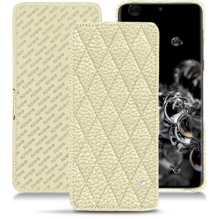 Noreve Lederschutzhülle horizontal (Samsung Galaxy S20 Ultra 5G), Smartphone Hülle, Weiss