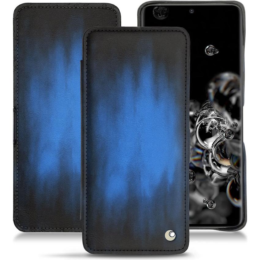 Noreve Lederschutzhülle horizontal (Samsung Galaxy S20 Ultra 5G), Smartphone Hülle, Blau