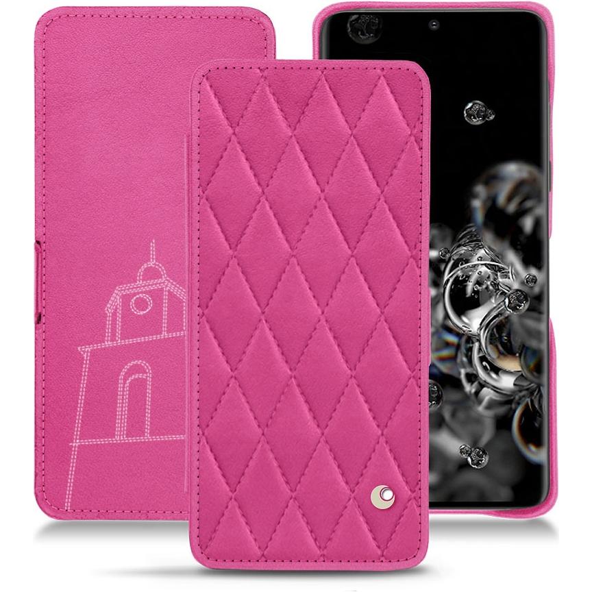 Noreve Lederschutzhülle horizontal (Samsung Galaxy S20 Ultra 5G), Smartphone Hülle, Rosa