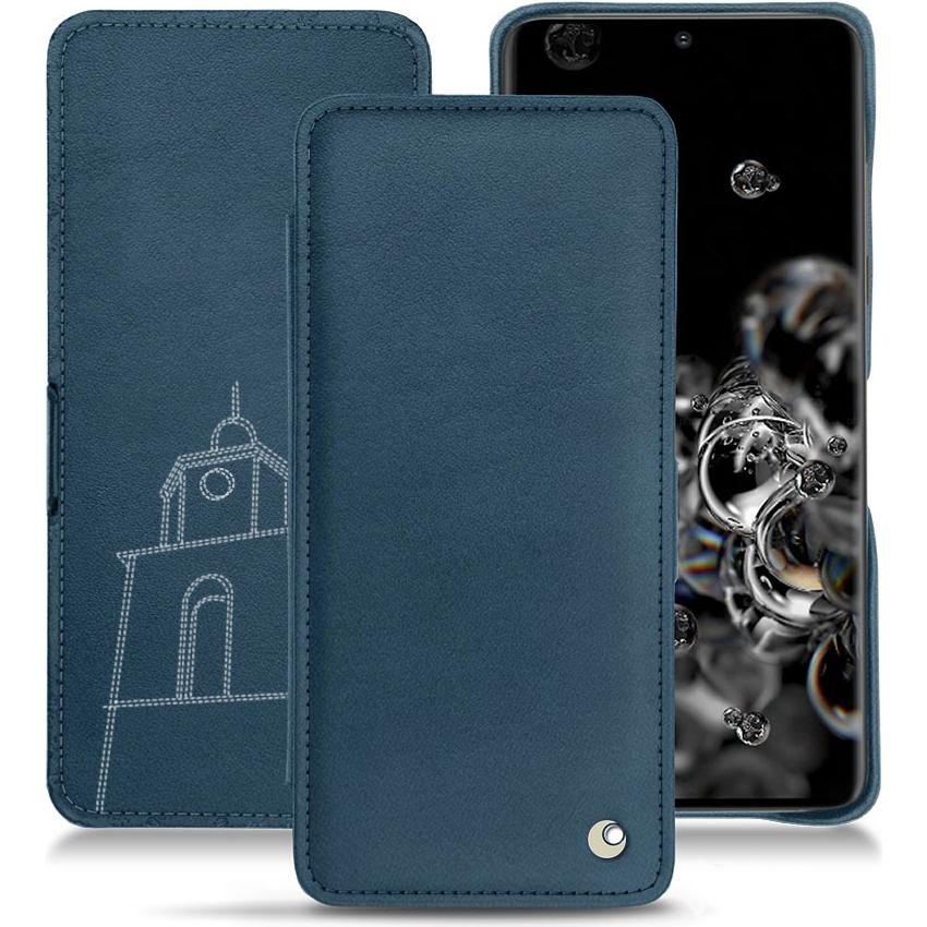 Noreve Lederschutzhülle horizontal (Samsung Galaxy S20 Ultra 5G), Smartphone Hülle, Blau