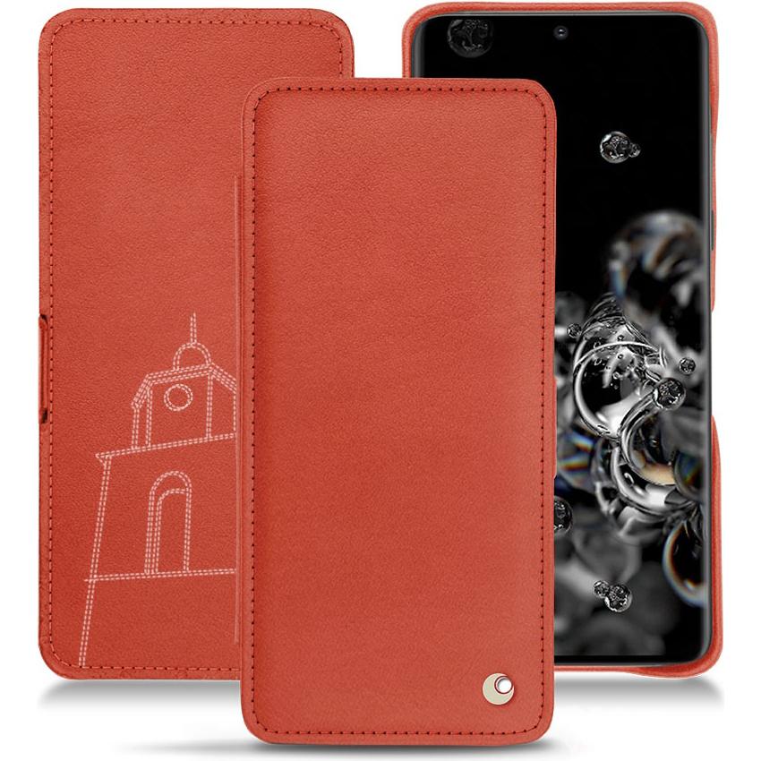 Noreve Lederschutzhülle horizontal (Samsung Galaxy S20 Ultra 5G), Smartphone Hülle, Orange