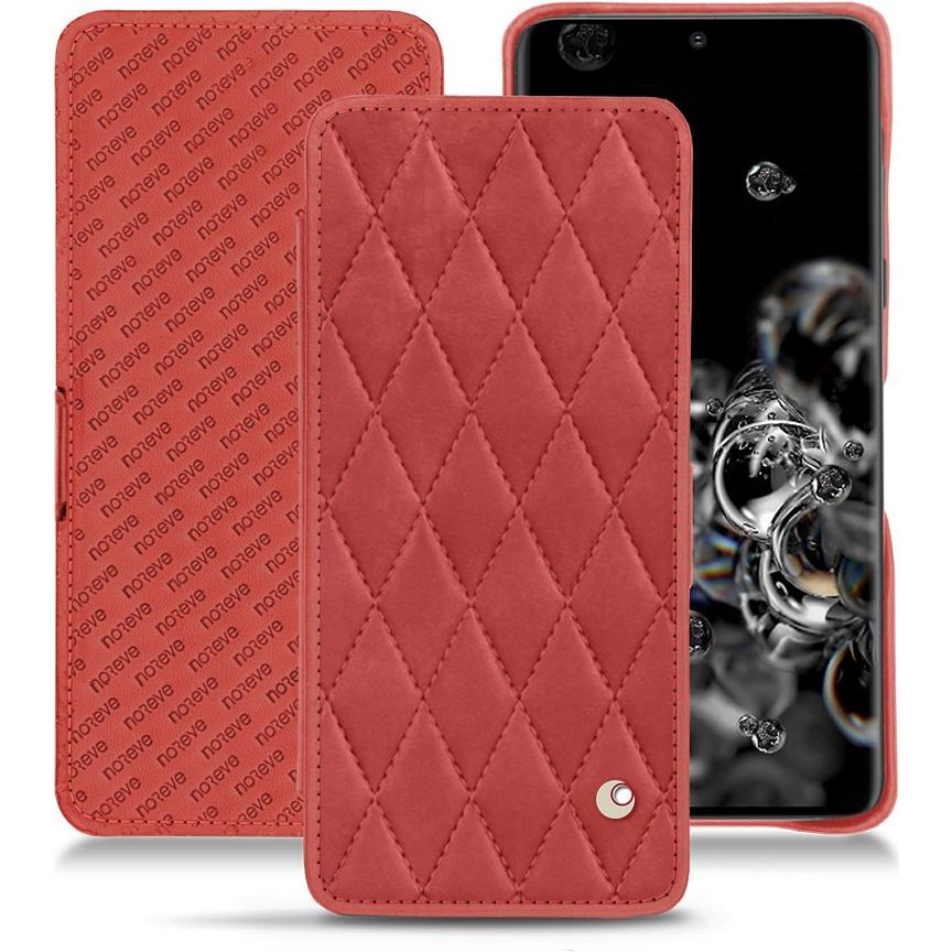 Noreve Lederschutzhülle horizontal (Samsung Galaxy S20 Ultra 5G), Smartphone Hülle, Rot