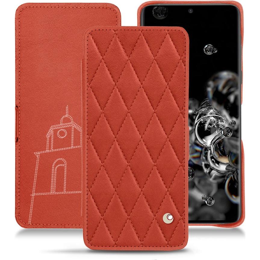 Noreve Lederschutzhülle horizontal (Samsung Galaxy S20 Ultra 5G), Smartphone Hülle, Orange