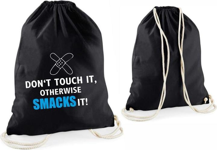 Produktbild 4you Design Statement-Tragebeutel Don't touch ist, otherwise smacks it! schwarz
