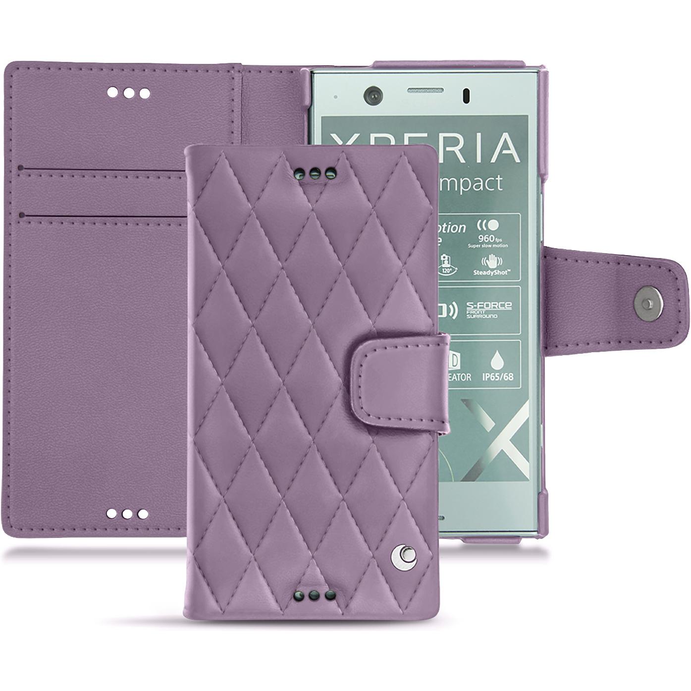 Noreve Lederschutzhülle Wallet (Sony Xperia XZ1 Compact), Smartphone Hülle, Violett
