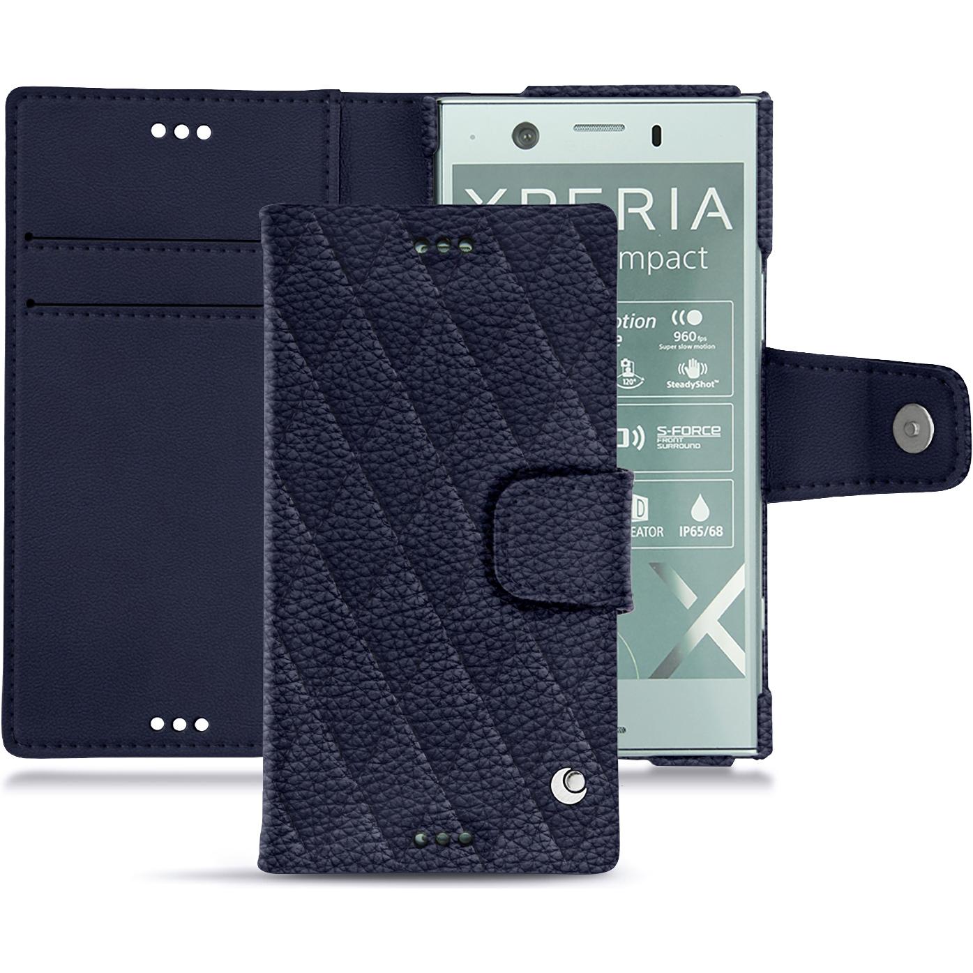 Noreve Lederschutzhülle Wallet (Sony Xperia XZ1 Compact), Smartphone Hülle, Violett